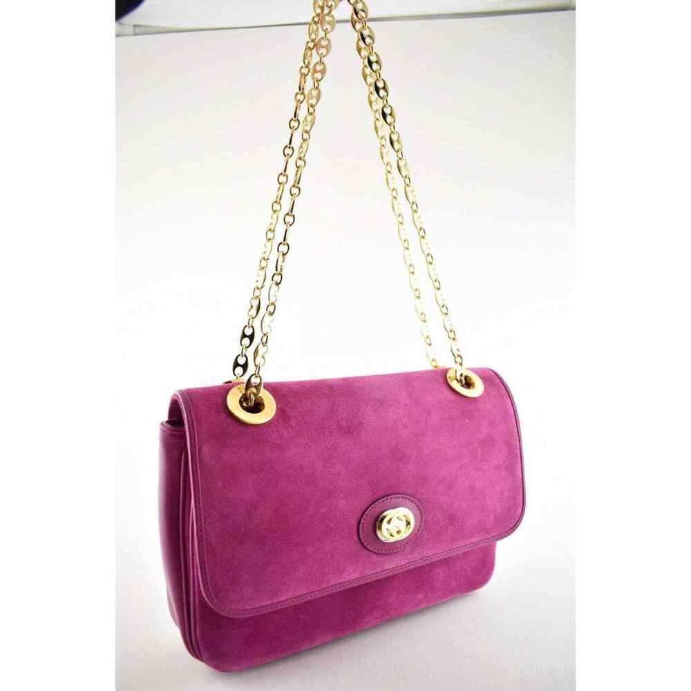 Gucci Marina Small Fuchsia Pink Suede Gold Logo Chain Shoulder Crossbody Bag - Picture 4 of 12